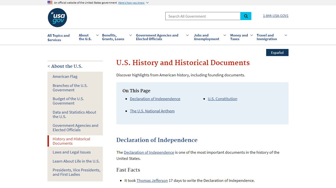 U.S. History and Historical Documents | USAGov
